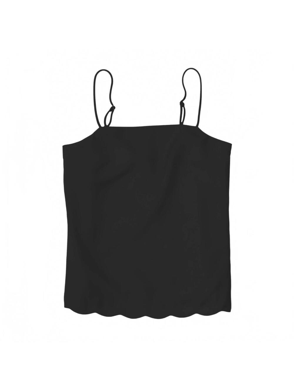 J.Crew Black Scalloped Cami Tank Top Structured Minimalist Coquette 6